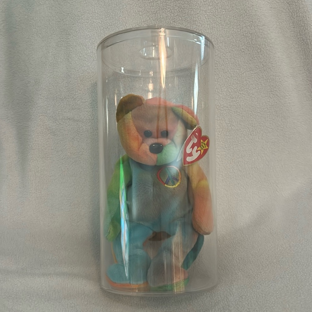 *RARE*Vintage Peace Bear Ty Beanie